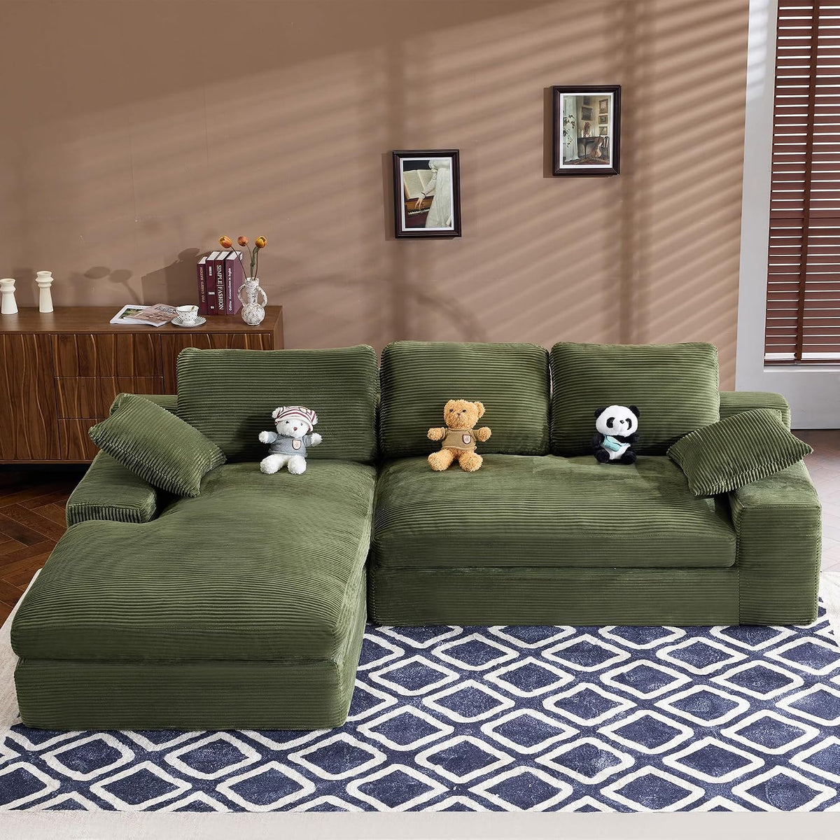 Terra Modular Sectional with Chaise 98.4", 4-Seat, Green