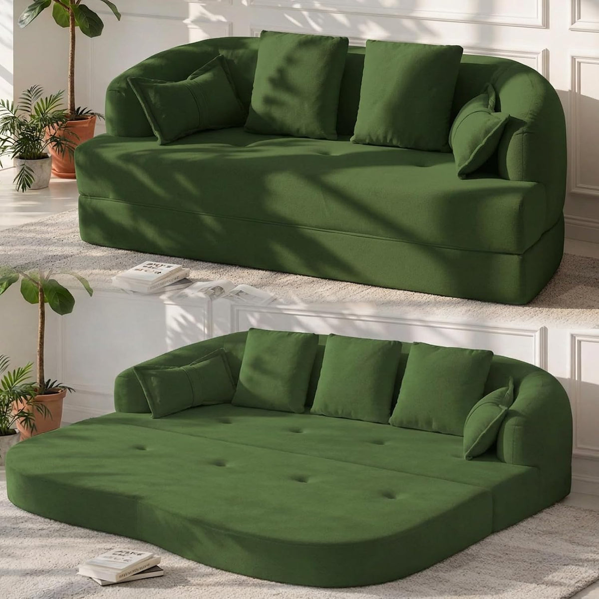 Drift Chenille Sofa Bed 70", 2-Seat, Green