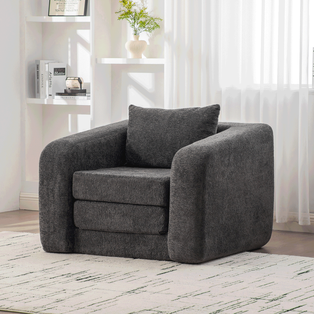 40-inch Foldable Sofa Bed, 1-Seat, Gray