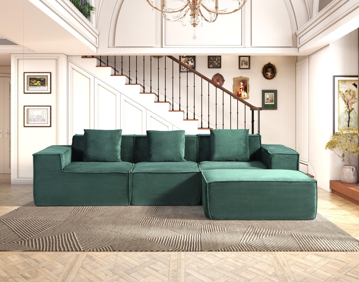 CozyForm Sectional Sofa, Dark Green