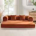78.7" Convertible Boneless Sofa Bed, Folding Corduroy Sofa Couch, No Assembly Floor Sleeper Sofa Couch for Living Room, Pumpkin Brown