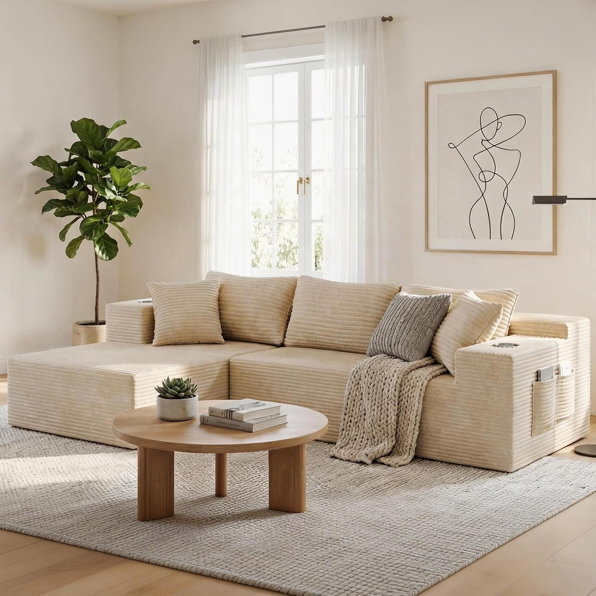 Nimbus Cloud L-Shaped Sectional 108", Left Chaise, 4-Seat, Beige