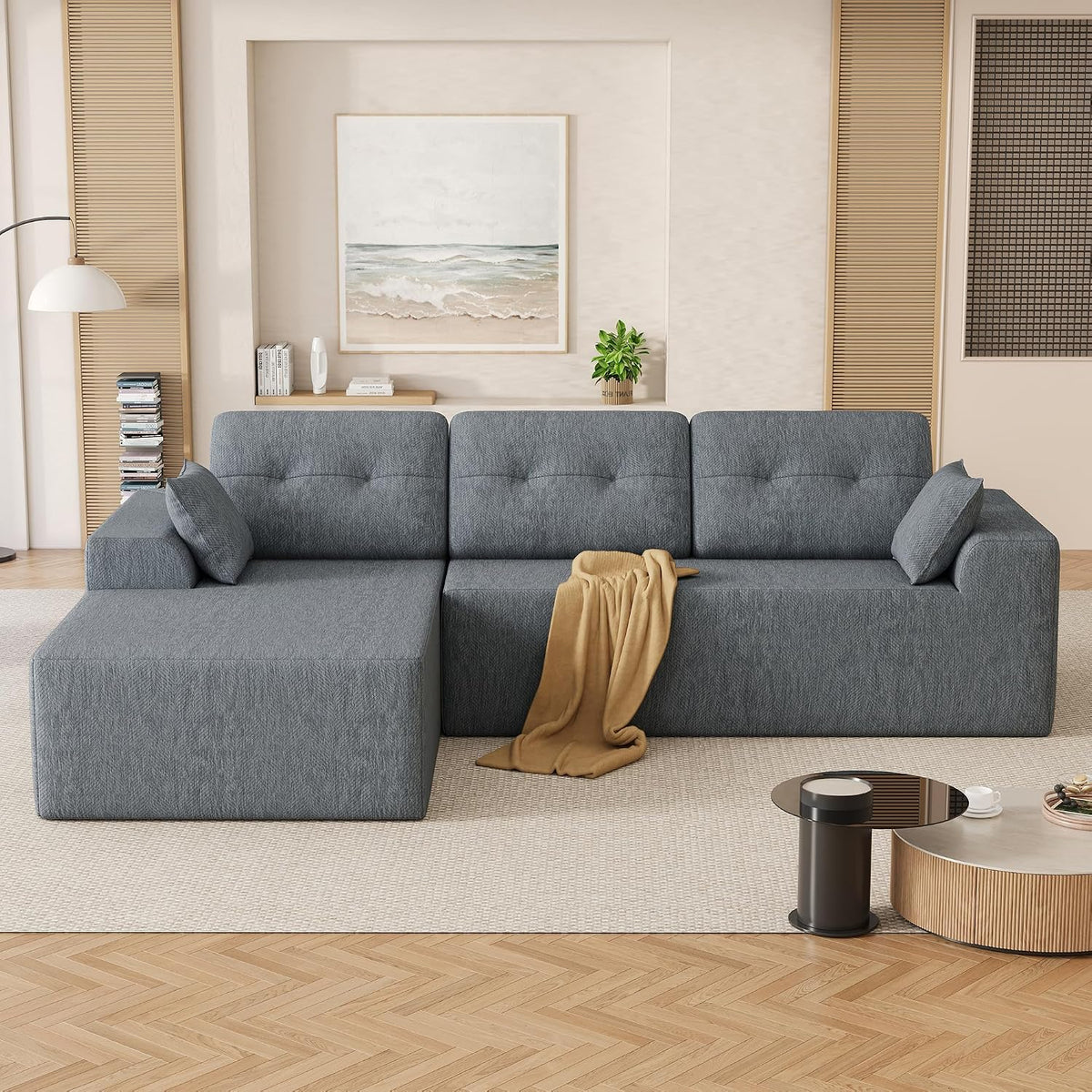 106" L-Shaped Modular Sectional Sofa, Boneless Cloud Couch