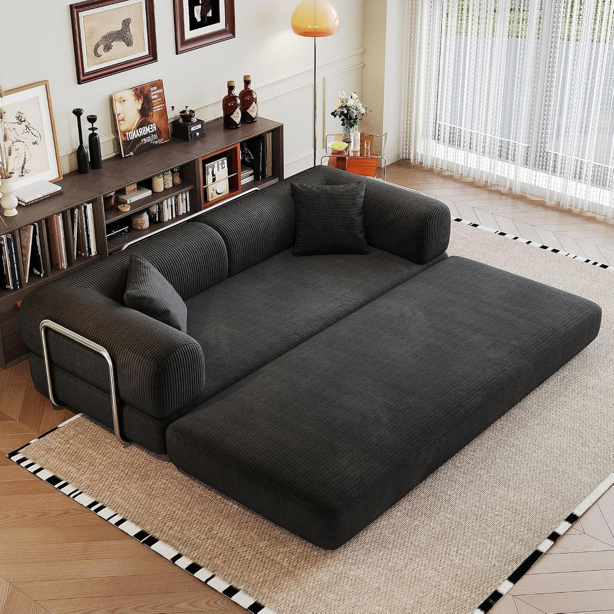 Drift Compressed Sofa Bed 78.8", 3-Seat, Black
