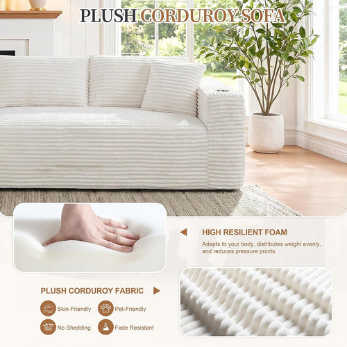 103" Boneless Sectional Couches (Beige)