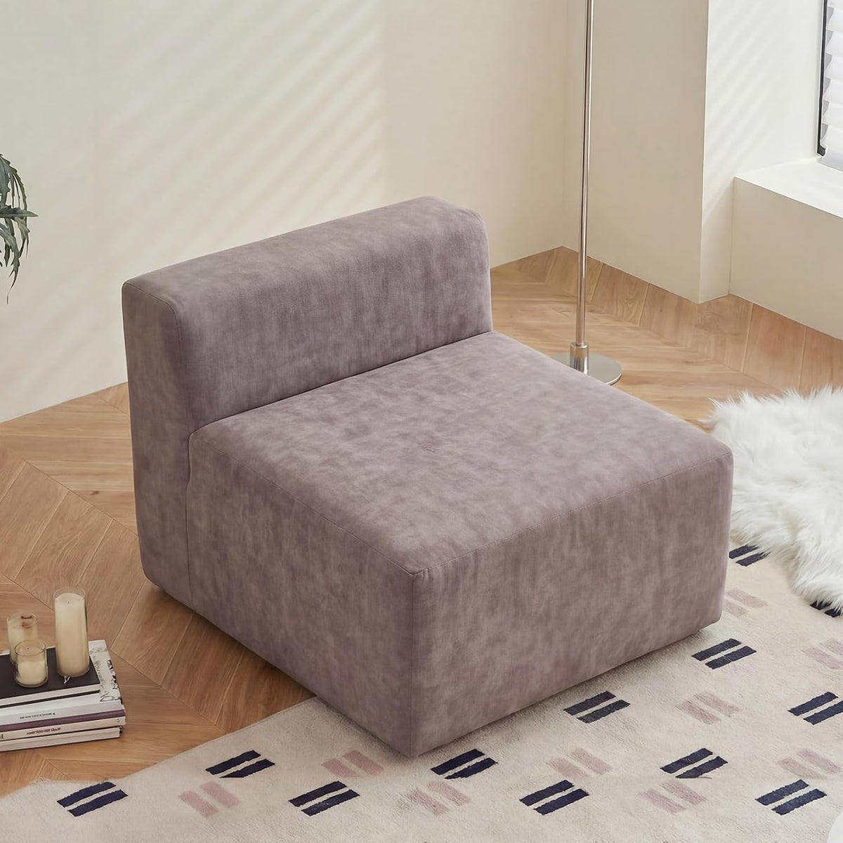 Pocket Single Chenille Sofa 28", 1-Seat, Light Tan