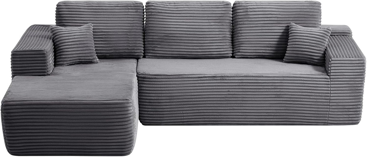 Echo Boneless L-Shaped Sectional 104", Left Chaise, 4-Seat, Gray