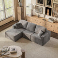 98.4" Boneless Couches for Living Room, Comfy Modular Sectional Couch, Cloud Couch with Deep Seat, L-Shaped Sofa with Ottoman, Grey