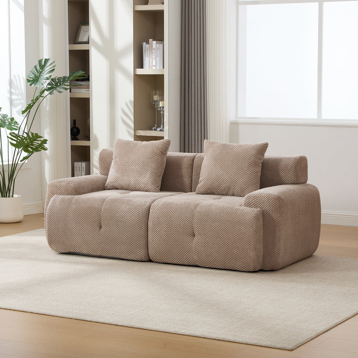 73-inch Tufted Loveseat, 2-Seat, Taupe