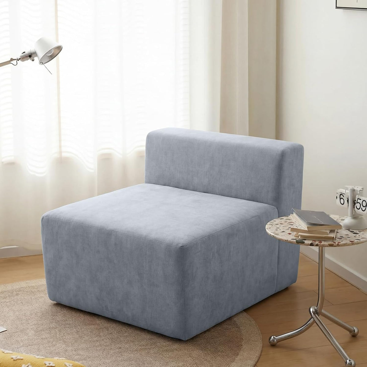 Pocket Single Chenille Sofa 28", 1-Seat, Dusty Blue