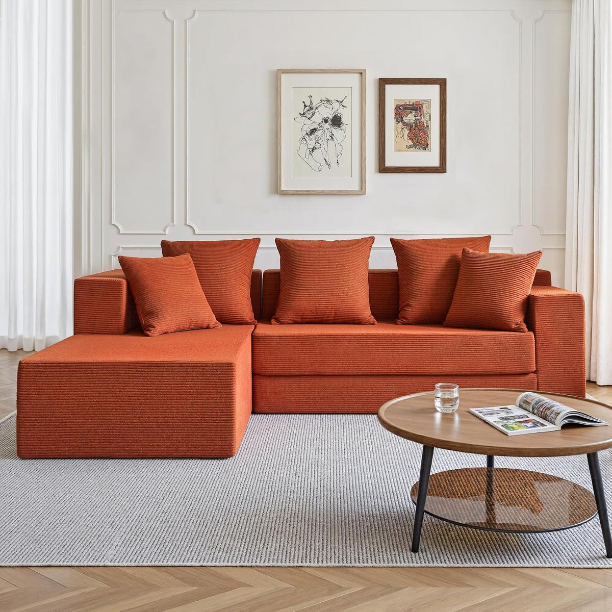 Nimbus Cloud L-Shaped Sectional 106", 4-Seat, Orange