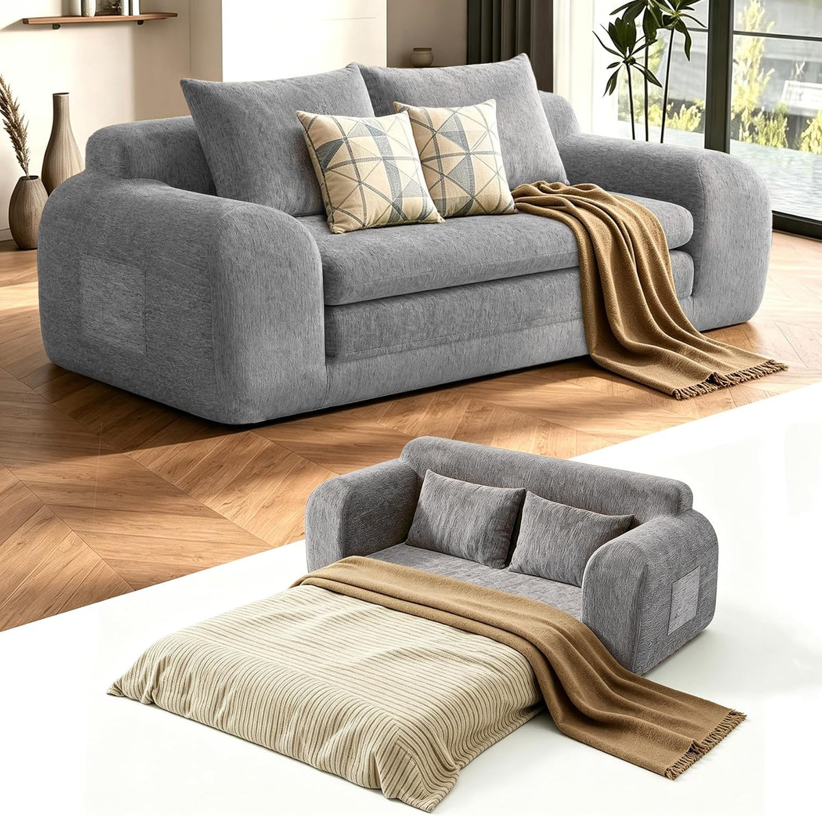 Drift Fold-Out Chair Bed, 1-Seat, Gray