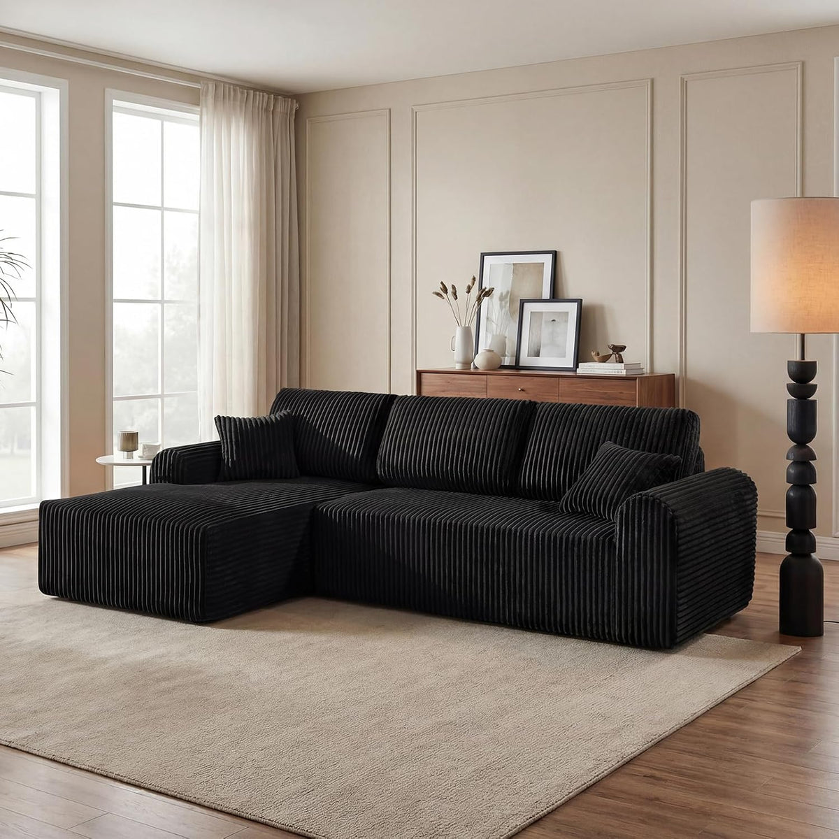 Nimbus Cloud L-Shaped Sectional 104", Left Chaise, 4-Seat, Black