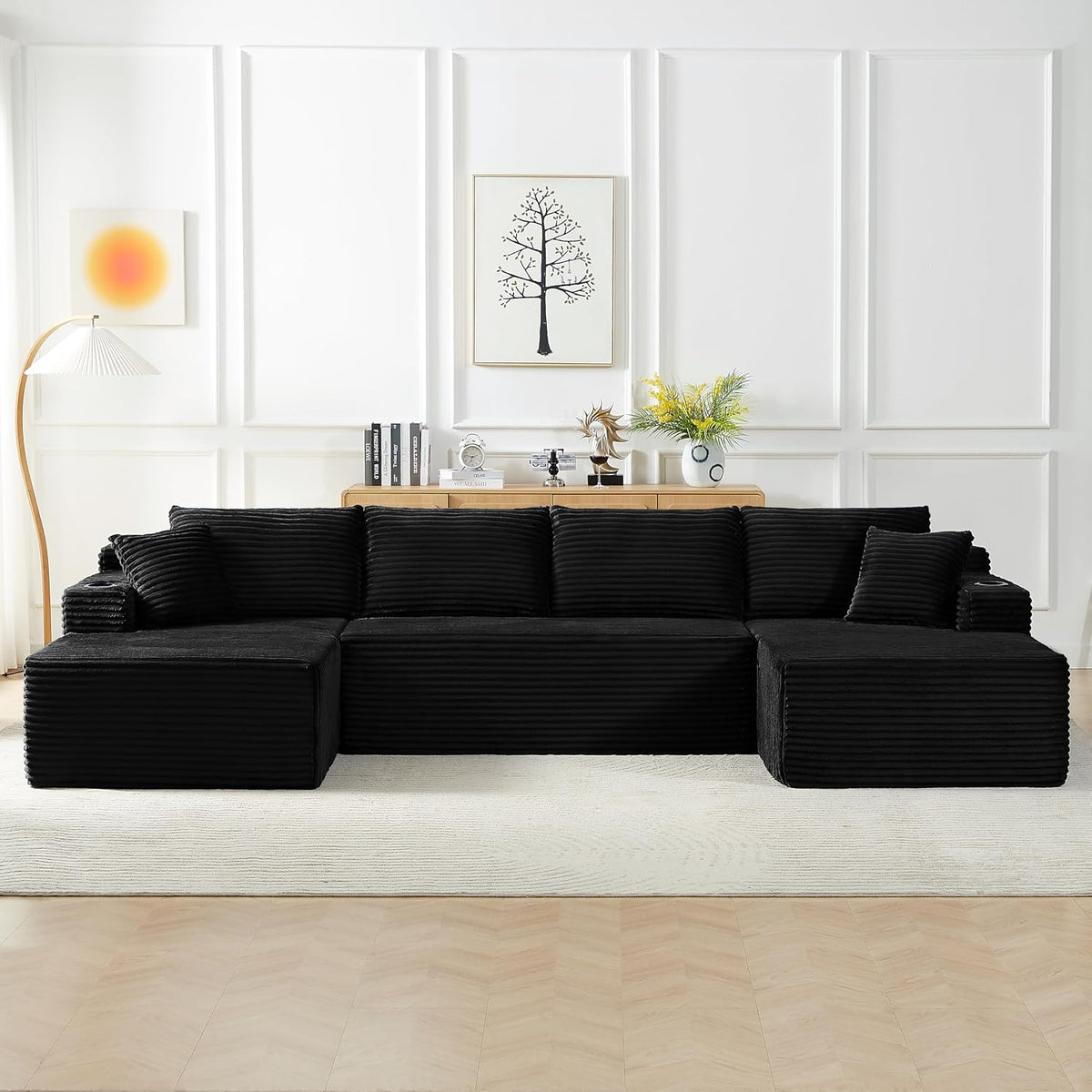 Summit Modular U-Shaped Sectional 133.5", 6-Seat, Black