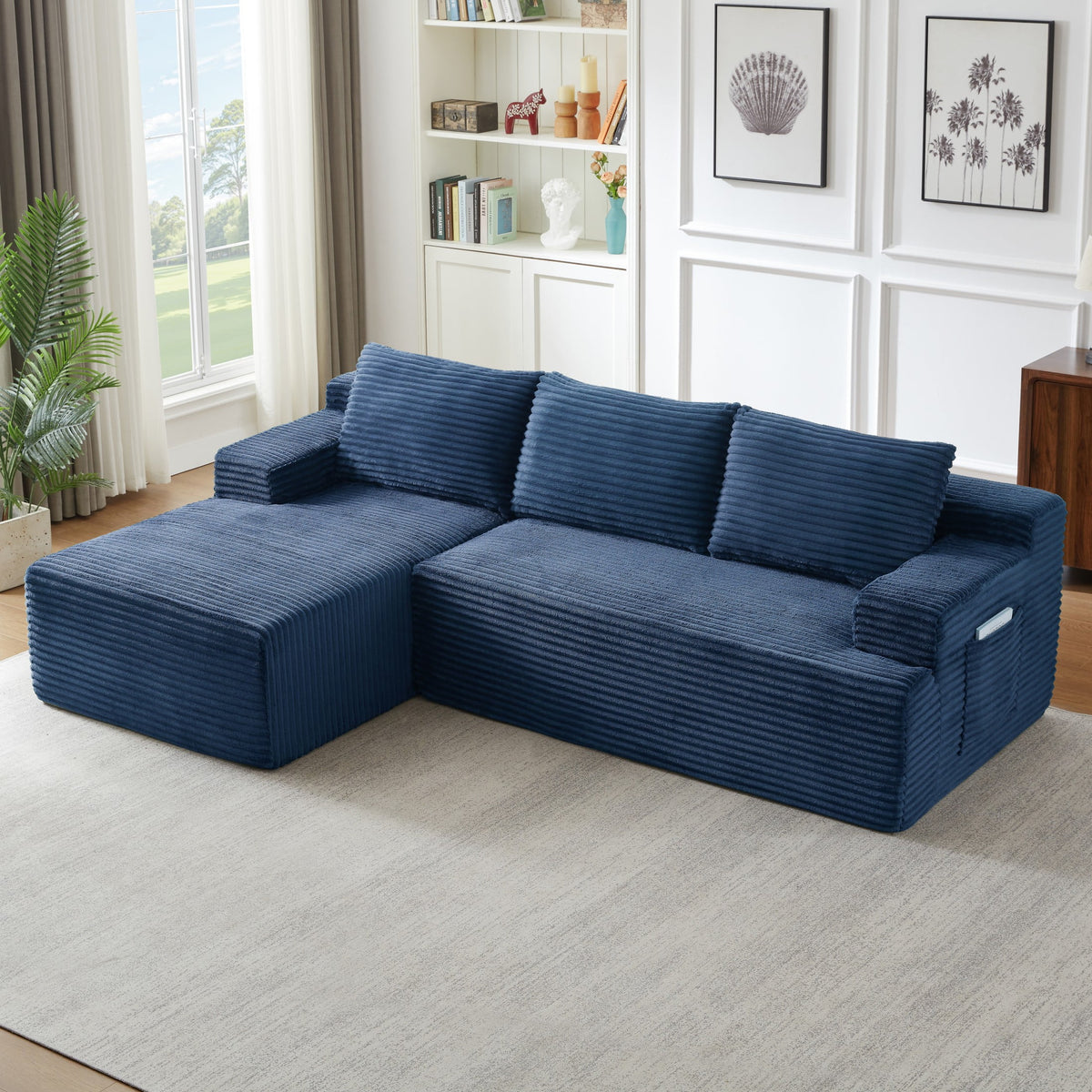 Aukfa 96" Boneless L-Shaped Sectional Sofa — Left-Facing Chaise