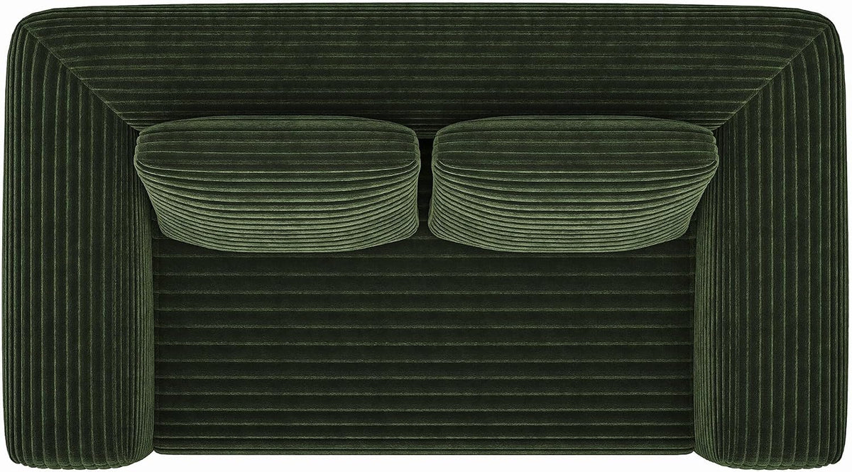 63" 2 Seater Boneless Sofa, Cloud Loveseat Sofa in a Box for Living Room, Corduroy Couch Memory Foam Couch No Assembly Needed Floor Sofa Lounge for Living Room Bedroom, Green