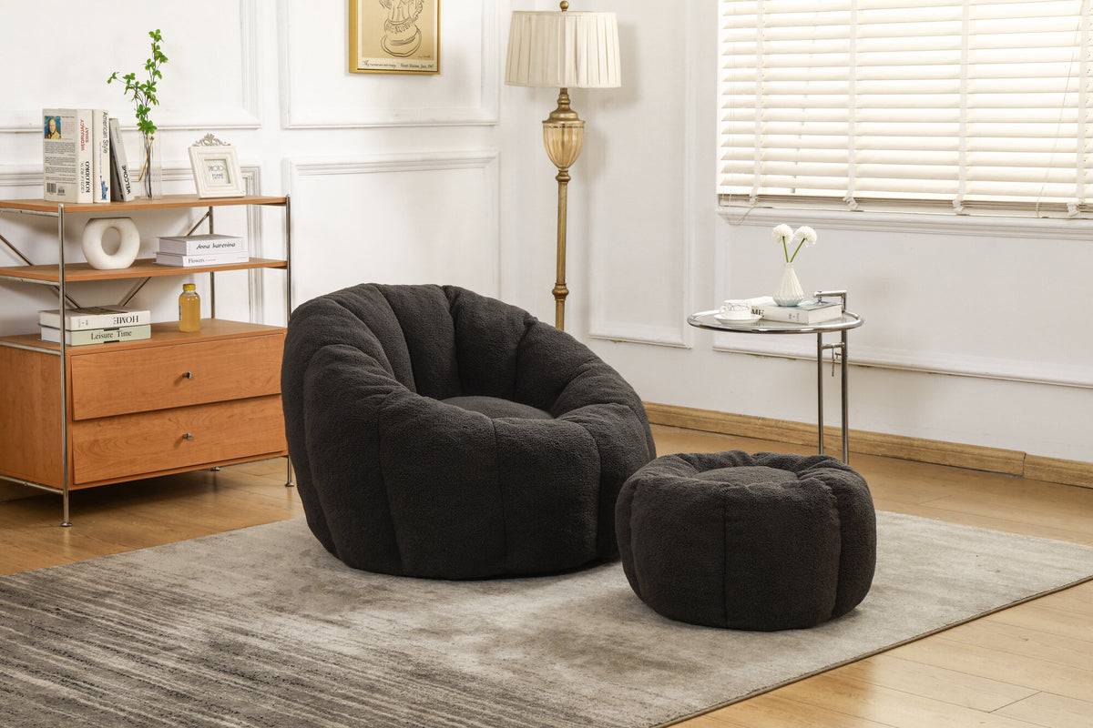 Plush Bean Bag Sofa Chair with Armrests, 1-Seat