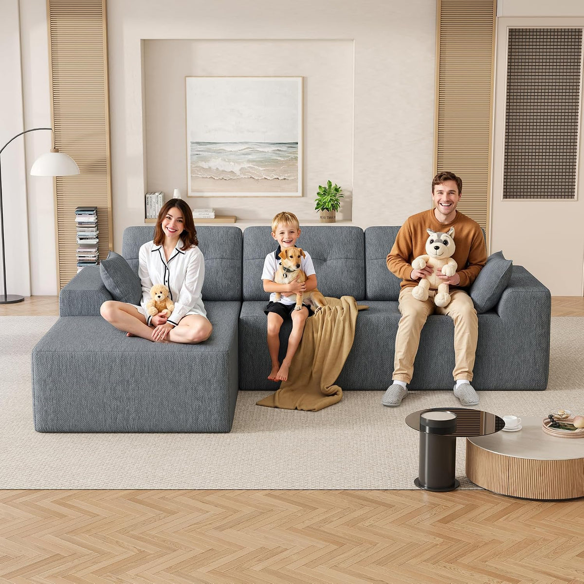 106" L-Shaped Modular Sectional Sofa, Boneless Cloud Couch