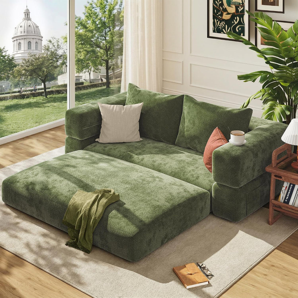 Drift Queen Sofa Bed 75", 3-Seat, Light Green