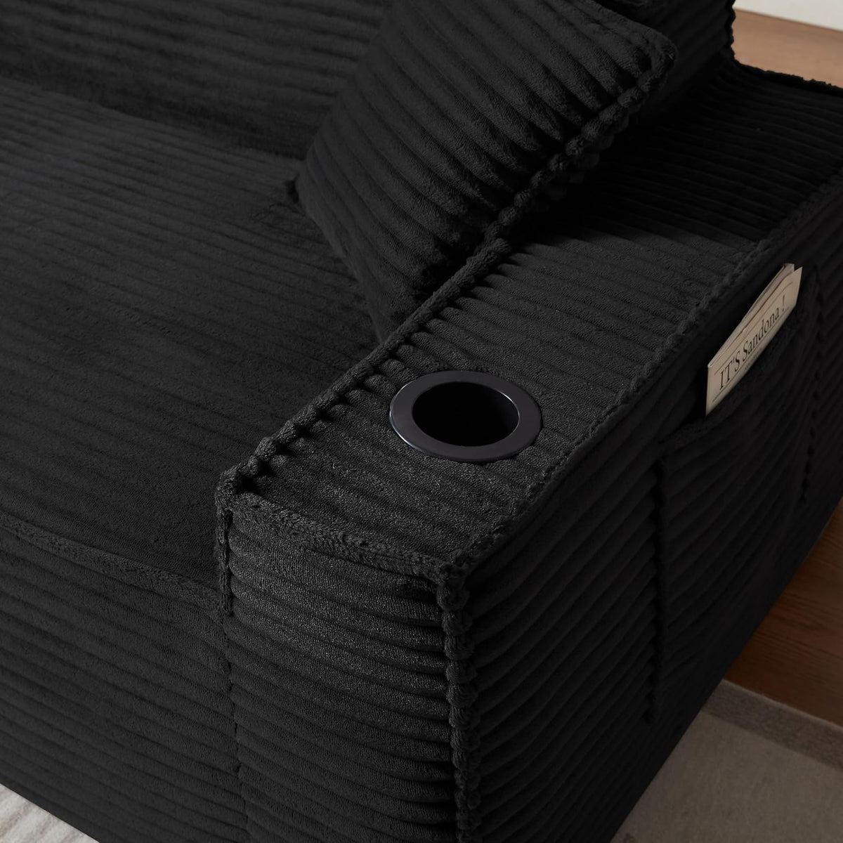 Cloud Loveseat Boneless Sofa Couch in a Box with Cupholders, Modern Corduroy Compressed Sofa for Living Room, 3 Seater High-Density Foam Couch with Pillows, No Assembly Required