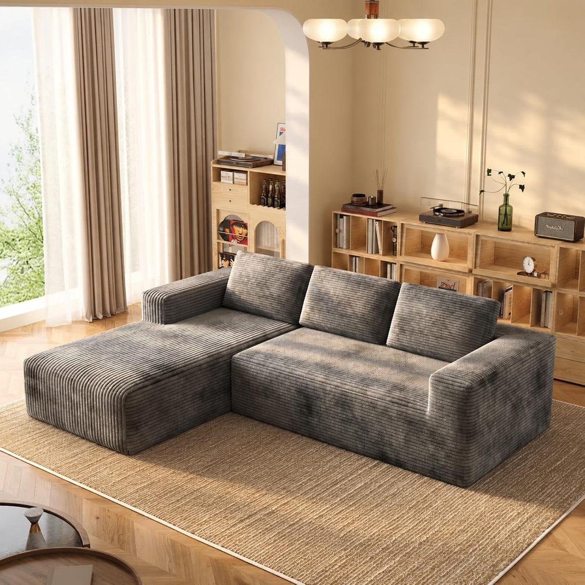 Nimbus Cloud L-Shaped Sectional 93", Left Chaise, 3-Seat, Gray